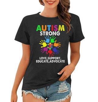 Womens Strong Hands Puzzle Respect Love Support Autism Awareness  Women T-shirt