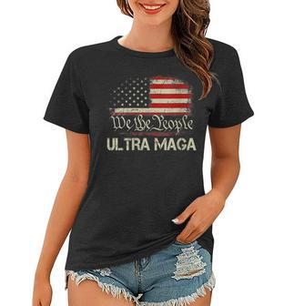 Womens Ultra Maga Funny Anti Biden Us Flag Pro Trump Trendy Women T-shirt | Mazezy AU