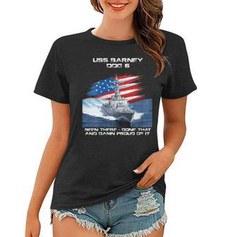 Womens Uss Barney Ddg-6 Destroyer Ship Usa Flag Veteran Day Xmas Women T-shirt - Seseable
