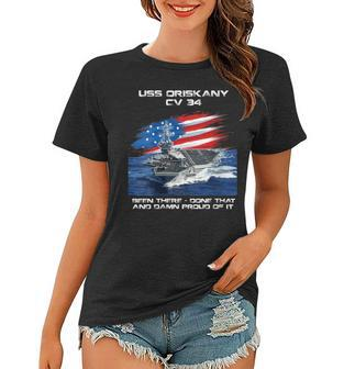 Womens Uss Oriskany Cv 34 Aircraft Carrier Veteran Usa Flag Xmas Women T-shirt - Seseable