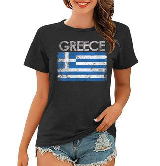 Womens Vintage Greece Greek Flag Pride Gift Women T-shirt - Seseable