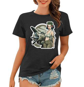 Wwii Military Aircraft Pinup Girl Women T-shirt | Mazezy UK