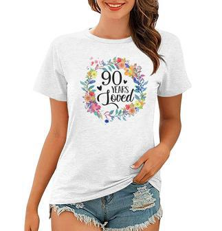 90 Years Loved 90Th Birthday Gift For Grandma 90 Years Old Women T-shirt | Mazezy