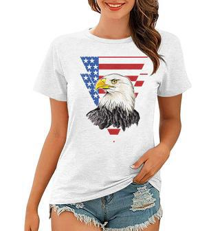 American Eagle With Stars And Stripes Us Flag Graphic Women T-shirt - Seseable