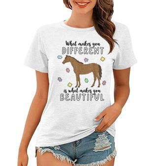 Autism Awareness Month What Makes You Different Horse Women T-shirt | Mazezy
