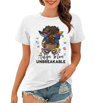 Autism Mom Unbreakable Messy Bun Afro Black Women Women T-shirt | Mazezy