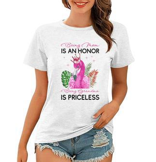 Being Mom Is An Honor Being Grandma Is Priceless Flamingo Women T-shirt - Monsterry DE