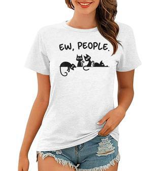 Black Cat Ew People Meowy Funny Cat Lover Cat Dad Cat Mom Women T-shirt - Thegiftio UK