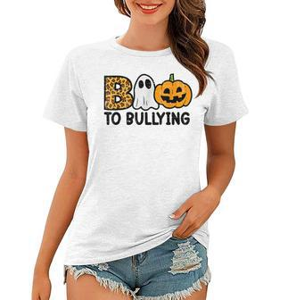 Boo To Bullying Halloween Ghost Anti Bully Unity Day Orange Women T-shirt - Thegiftio UK