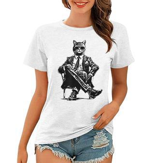 Cat Funny Cat Of Wall Street Womens Mens Cat Women T-shirt - Thegiftio UK