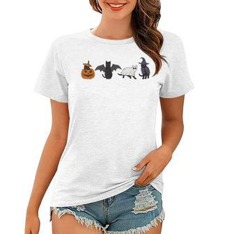 Cat Ghost Pumpkin Witch Funny Scary Halloween Costume  Women T-shirt - Seseable