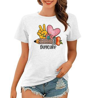 Childcare Provider Life Peace Love Child Care Daycare Funny Women T-shirt - Seseable