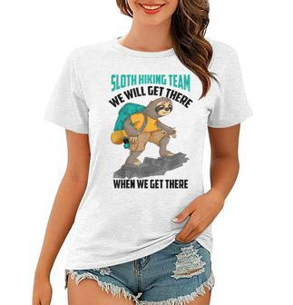 Cool Sloth Hiking Team | Funny Lazy Backpacking Squad Gift Women T-shirt | Mazezy