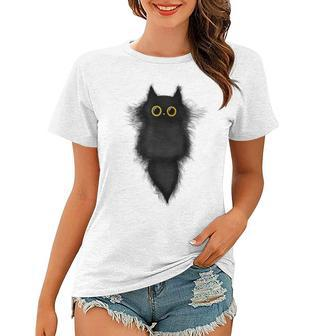 Cute Funny Black Cat Yellow Eyes Cat Lover Cat Mom Cat Dad Women T-shirt - Thegiftio UK