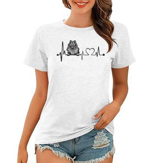 Cute Funny Keeshond Mom Mama Lovers Owner Heartbeat Gift For Womens Women T-shirt | Mazezy
