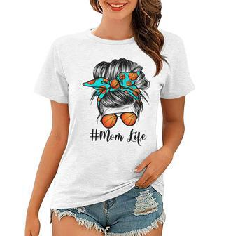 Dy Mom Life Basketball Mothers Day Messy Bun Gift For Womens Women T-shirt | Mazezy