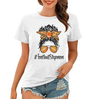 Football Stepmom Life Messy Bun Leopard Mothers Day Women T-shirt | Mazezy
