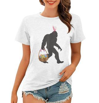 Funny Bigfoot Easter Design With Easter Basket And Bigfoot Women T-shirt | Mazezy
