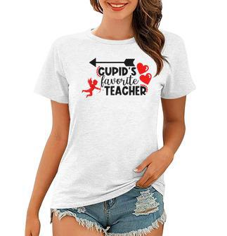 Funny Cupids Favorite Teacher Valentines Day Women T-shirt - Seseable