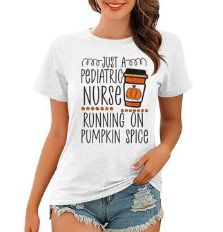 Funny Halloween Fall Pumpkin Spice Pediatric Nurse Rn Women T-shirt - Thegiftio UK