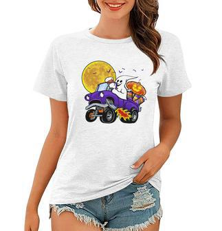 Funny Halloween Ghost Muscle Car V2 Women T-shirt - Monsterry