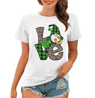 Funny Leopard Love Gnomes Irish Shamrock St Patricks Day Women T-shirt - Seseable