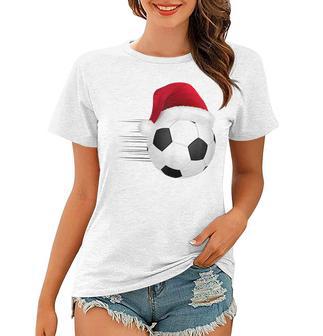 Fußball-Fußball-Weihnachtsball Weihnachtsmann-Lustige Frauen Tshirt - Seseable