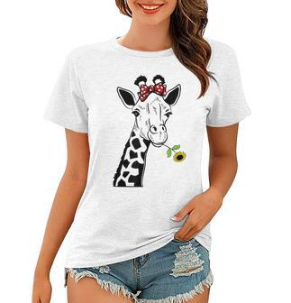 Giraffe With Sunflower Women T-shirt | Mazezy