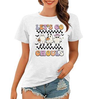 Halloween Retro Groovy Lets Go Ghouls Funny Ghost Boo Kids Women T-shirt - Thegiftio UK