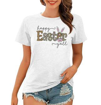 Happy Easter Yall Leopard Bunny Rabbit Women Girl Kid Women T-shirt | Mazezy