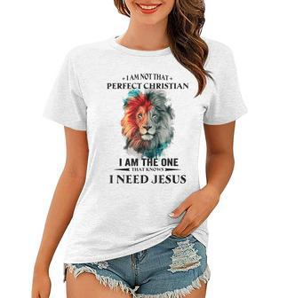 Im Not Perfect Christian I Need Jesus Lion Judah Christian Women T-shirt | Seseable CA