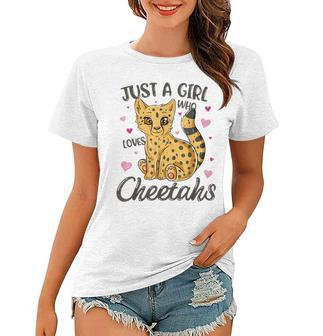 Just A Girl Who Loves Cheetahs Women Cheetah Cat Lover Gift Women T-shirt | Mazezy