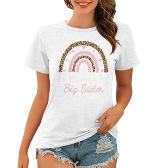 Kids Promoted To Big Sister N Girls Women Rainbow Leopard 2023 Women T-shirt | Mazezy