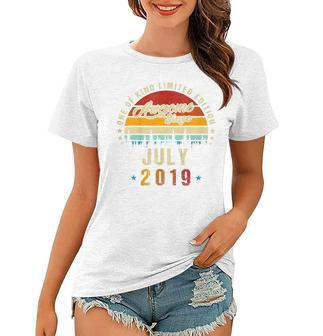 Kids Vintage 4Th Birthday Awesome Since July 2019 Epic Legend Women T-shirt - Seseable