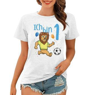 Kinder Erster 1 Geburtstag Fußball Löwe Ich Bin Eins 1 Jahr Frauen Tshirt - Seseable