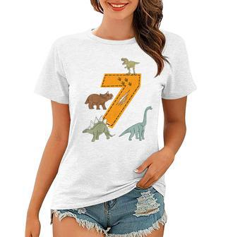 Kinder Geburtstags 7 Jahre Junge Dinosaurier Dino Frauen Tshirt - Seseable