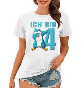 Kinder Pinguin 4 Jahre Jungen Mädchen Pinguin 4 Geburtstag Frauen Tshirt - Seseable