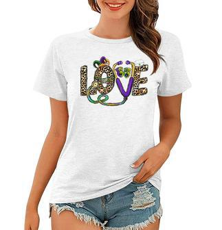 Leopard Love Nurse Life Scrub Nurse Mardi Gras Women Rn Icu V3 Women T-shirt - Seseable