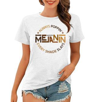 Made With Melanin Black Girl Magic Afro Beauty Black History Women T-shirt - Seseable