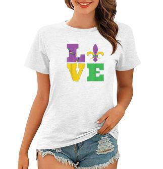 Mardi Gras Fat Tuesday Carnival Love And A Fleur De Lis Women T-shirt - Thegiftio UK