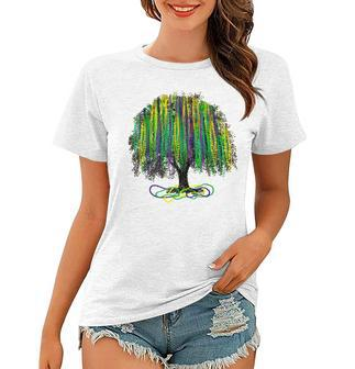 Mardi Gras Tree Beads New Orleans 2022 Watercolor Vintage Women T-shirt - Seseable