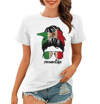 Mexican Mom Messy Bun Mexico Pride Patriotic Mothers Day Women T-shirt | Mazezy