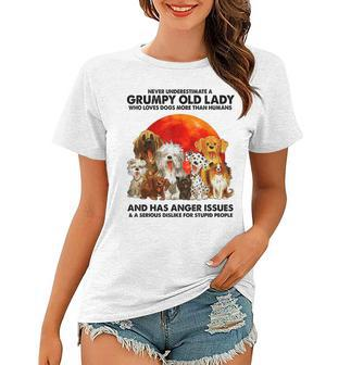 Never Underestimate A Grumpy Old Lady Who Loves Dogs Women T-shirt - Thegiftio UK