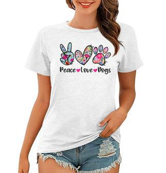 Peace Love Dogs Floral Dog Paw Dog Mom Cute Mothers Day Women T-shirt - Thegiftio UK