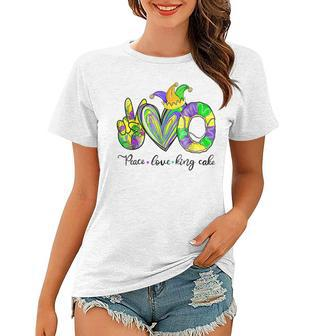 Peace Love King Cake Funny Mardi Gras Party Carnival Gifts V5 Women T-shirt - Seseable
