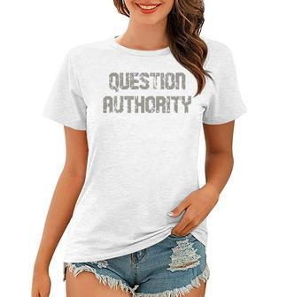 Question Authority V2 Women T-shirt | Mazezy