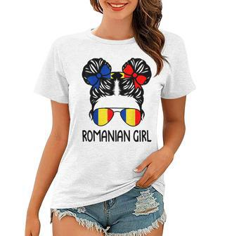 Romanian Girl Messy Hair Romania Pride Patriotic Womens Kids Women T-shirt | Mazezy