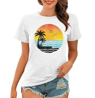 Summer Vacation Palm Trees Retro Sunset Tropical Summer Women T-shirt - Thegiftio UK