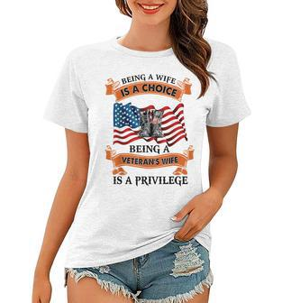 Veteran Wife Privilege Veterans Day Gift Women T-shirt - Seseable