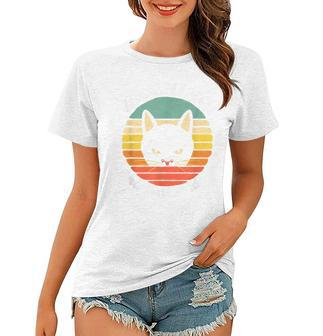 Warning Bad Cattitude Funny Annoyed Cat Sunset Retro Vintage Women T-shirt | Mazezy